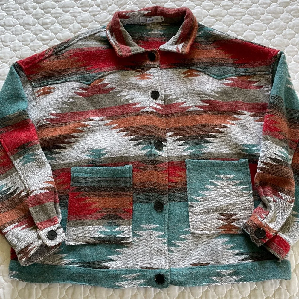 Miss Sparkling Southwest Style Oversized Shirt Size Medium - Picture 4 of 6